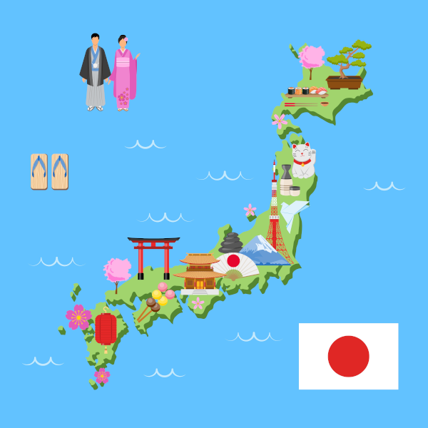 Japan cartoon map
